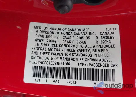 2018 Honda Civic Ex-T из США, поврежденный, VIN 2HGFC1E32JH641661